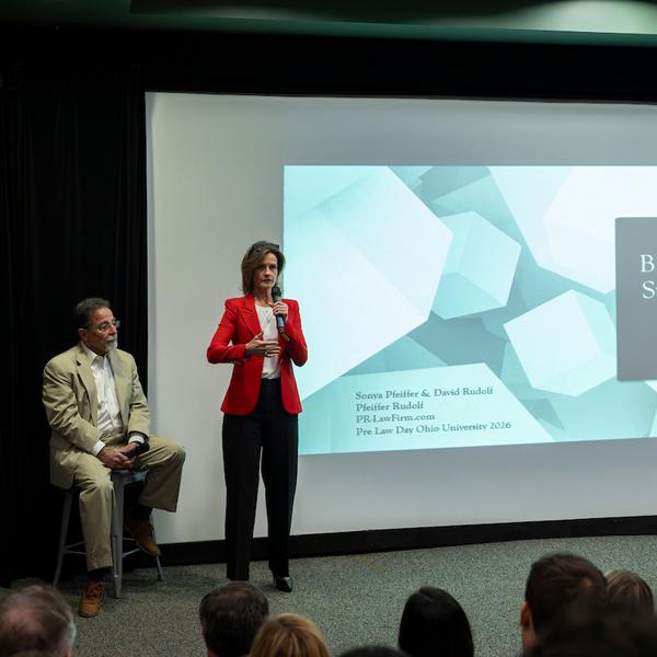 The keynote featured attorneys Sonya Pfeiffer (BSJ '95) and David Rudolf who will explore how cognitive biases influence wrongful convictions and decision-making in the legal system.