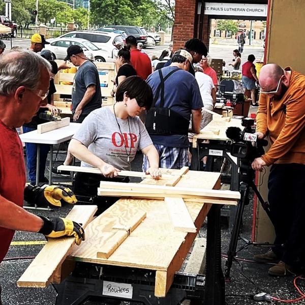 Esme Miranda works on a building project