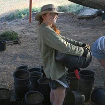 Megan Norris at an Archaeological Field School dig site.