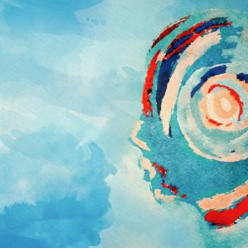 illustration of a human head with swirling colors