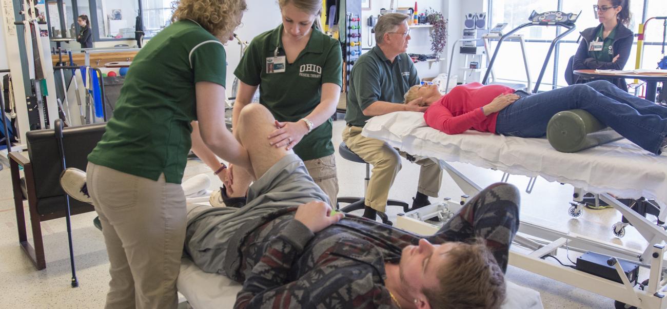 students working together in a physical therapy class