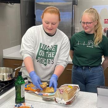 Students in Ohio University's culinary lab