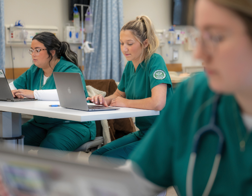 OHIO nursing students in lab classroom