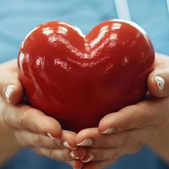 Illustration of hands holding a "valentine's" heart 
