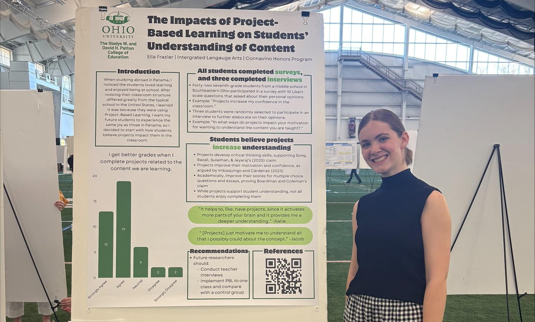 Ella Frazier presenting her research at the OHIO Research and Creative Activities Fair