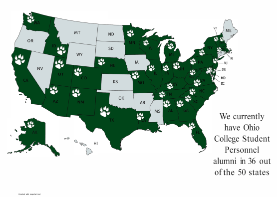 Alumni Map of the United States showing where graduates have been hired. 