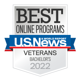 US News & World Report Badge - Best Online Programs Veterans Bachelors Programs 2022