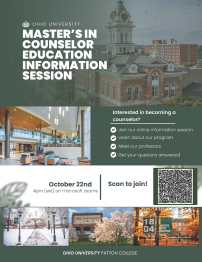 Counselor Education info session being held October 22 at 4pm on Teams
