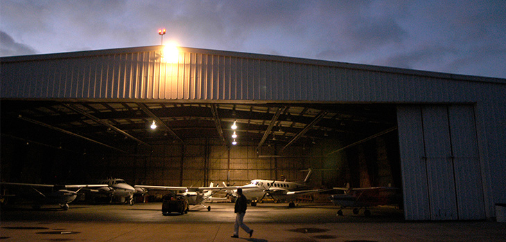 Airplane in a hangar