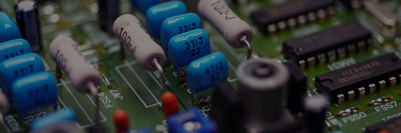 Resistors and electronics on electrical circuit board