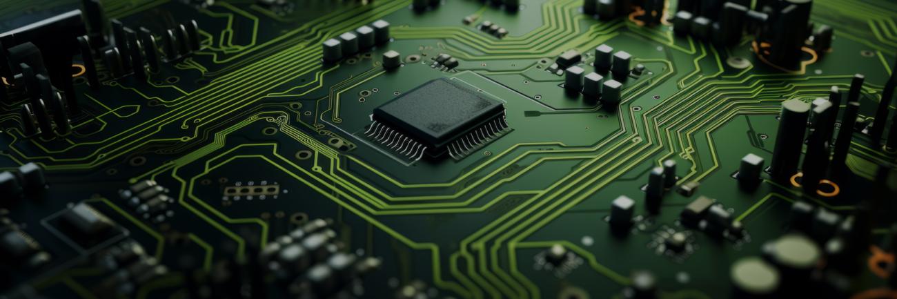 Close up of a circuit board with multiple components