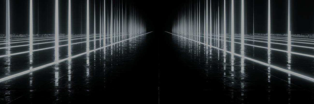 Black and white Illustration of pathway toward infinity 