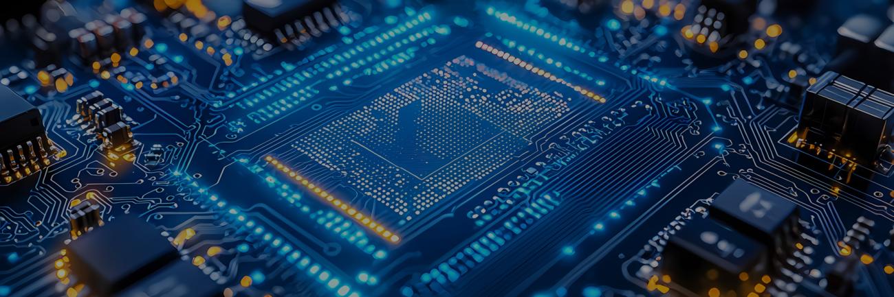 Futuristic illustration of circuit board and electronics