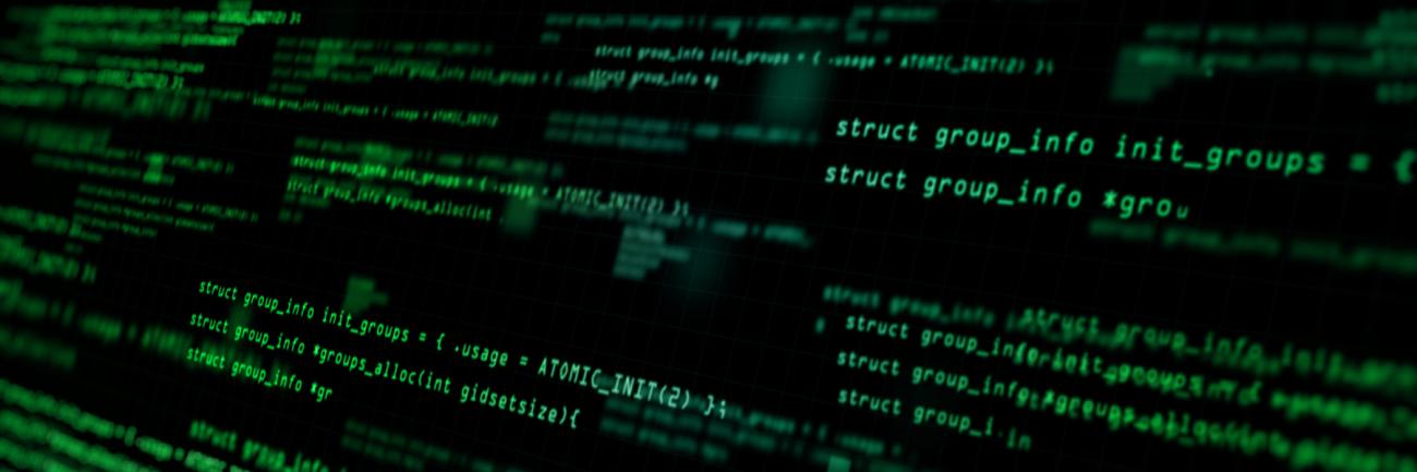 Illustration of code running on a black screen