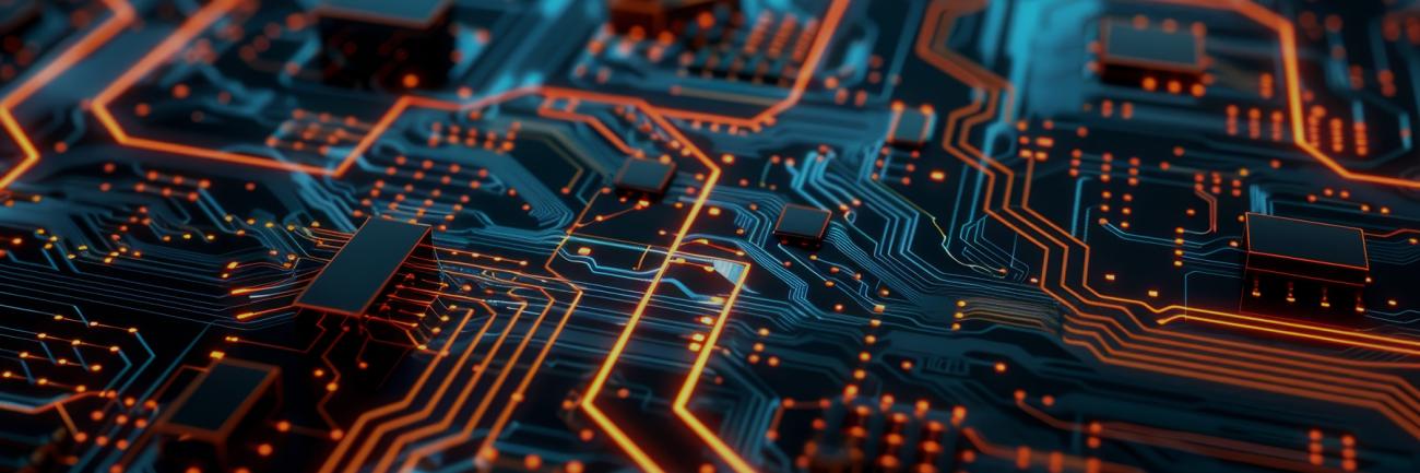 Futuristic illustration of electronic circuits