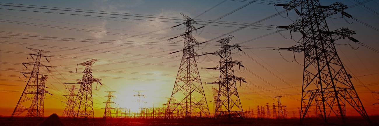 illustration of electric wires at sunset