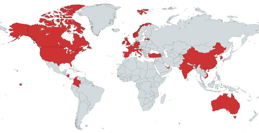 This world map shows adoption of OUNPPM as of 2023.