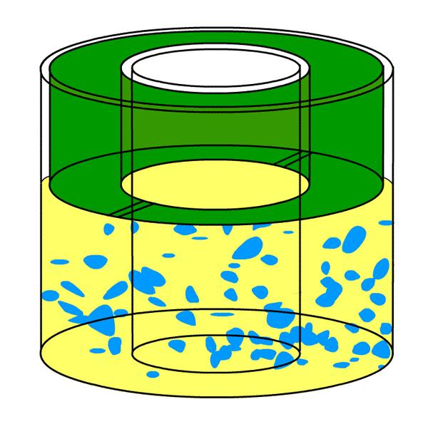 Figure 2. The doughnut cell allows for small scale testing of wettability in two-phase oil-water flow. Animation courtesy of Dan Li.