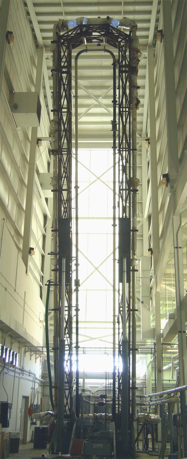 Figure 1. The three-phase flow loop is mounted on an inclinable rig, allowing for multiphase and wettability measurements at various inclinations (0°±90°).