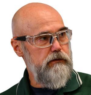 Mark Wile wearing safety glasses.