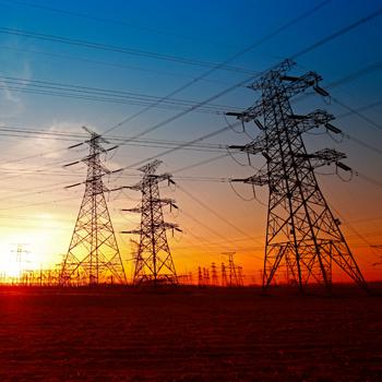 illustration of electric wires at sunset
