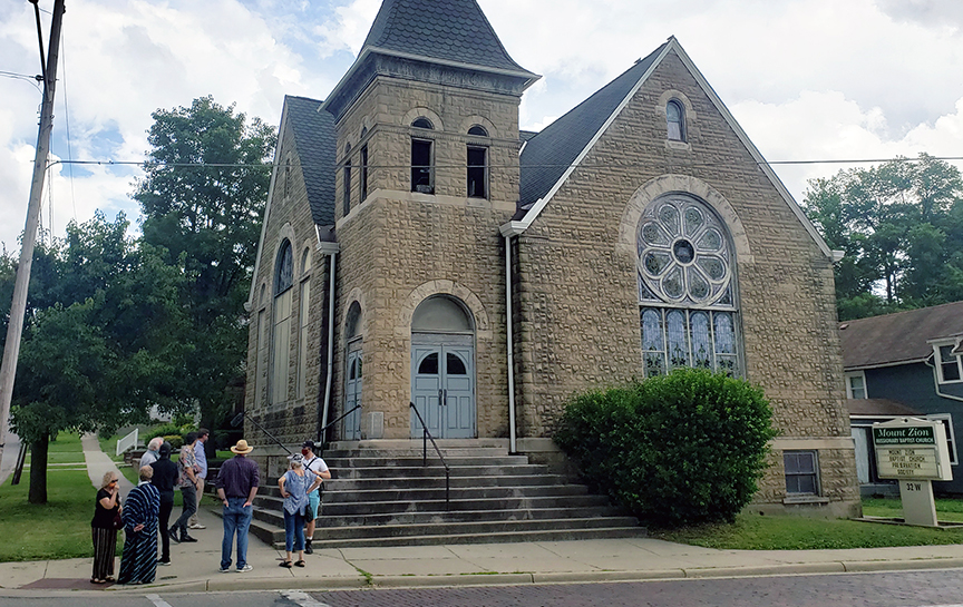 Participants gather outside the Mount Zion Baptist Church 