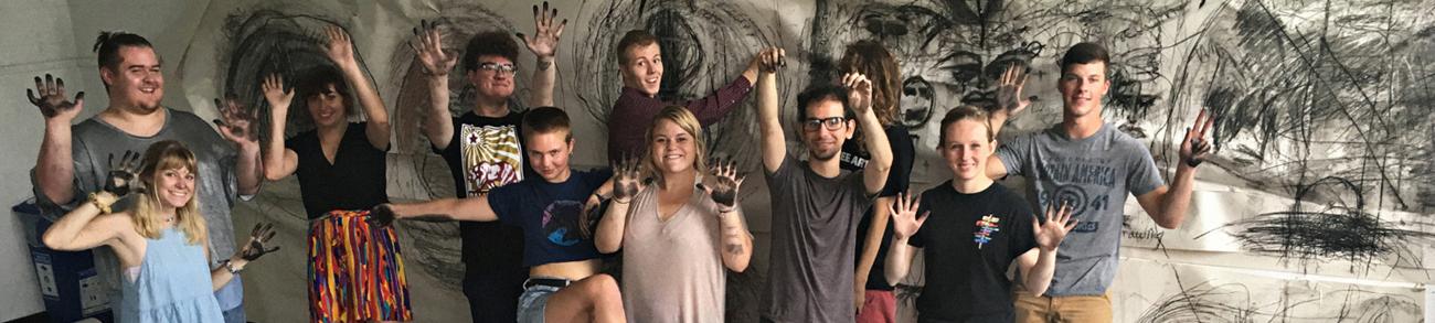 Art students in Seigfred Hall, 2018