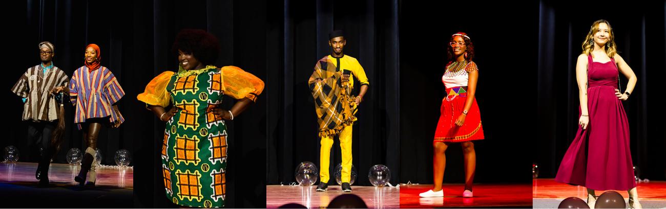 Models on stage showcasing international fashion