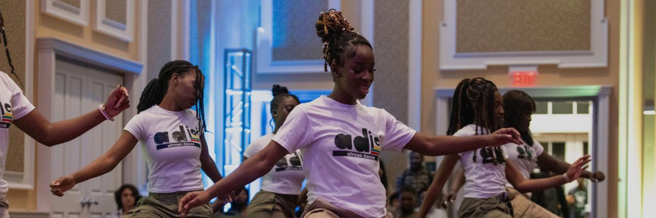 ADJEI Dance team performing during the Jollof Festival at Ohio University