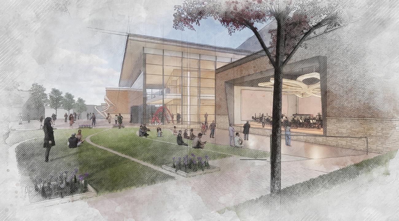 Artists rendering of the new fine arts building