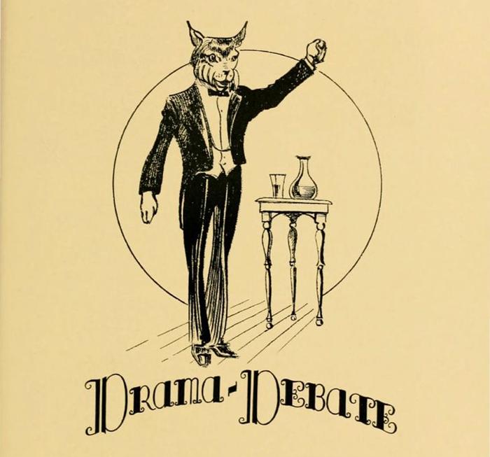 Illustration of a bobcat giving a soliloquy