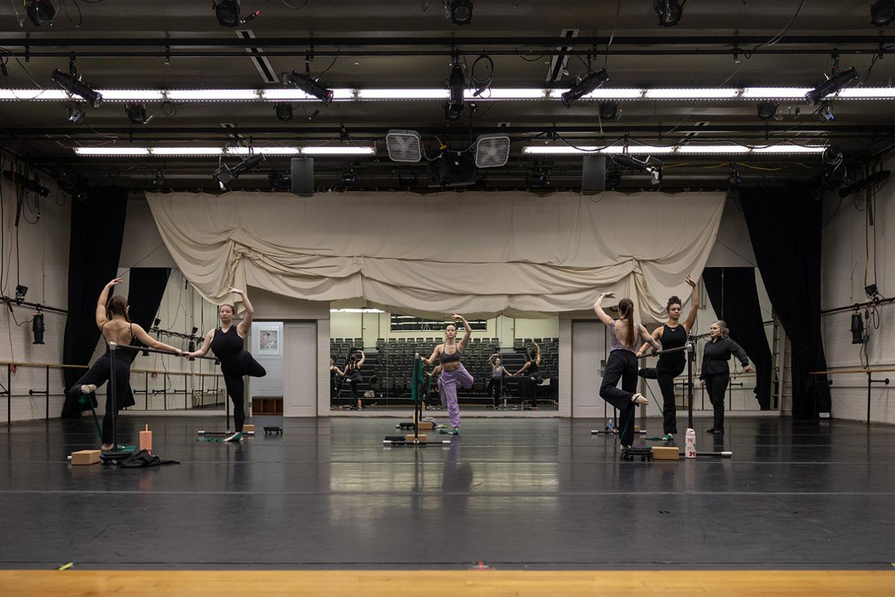 Dancers practicing in studio