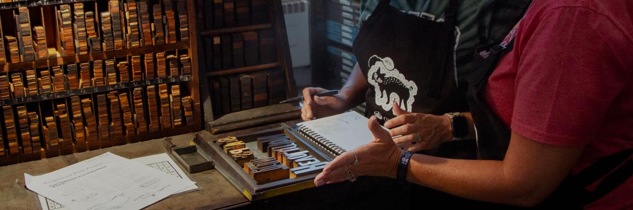 Setting type in the graphic design lab at Ohio University