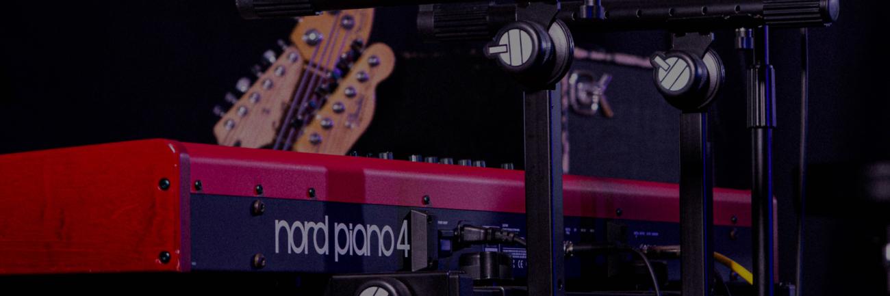 A keyboard and two guitars at Ohio University