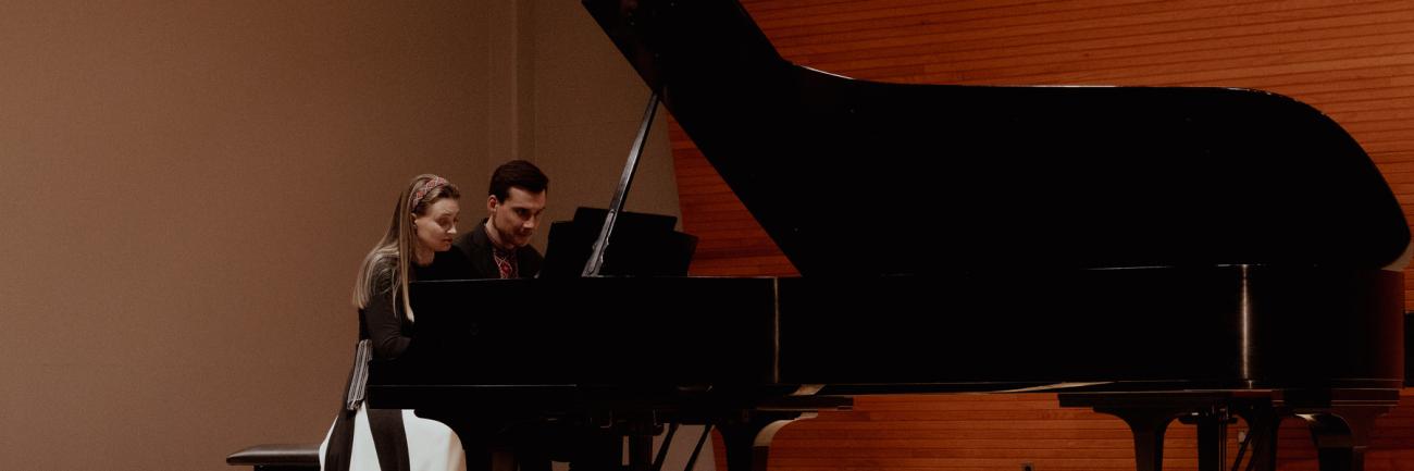 a piano duet at Ohio University