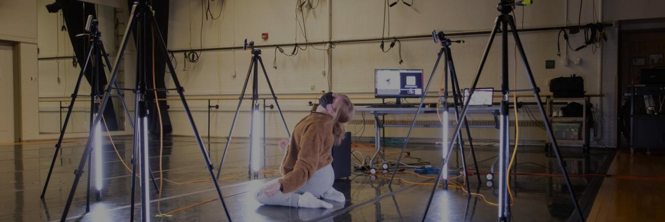 Dancer performs an augmented dance at Ohio University