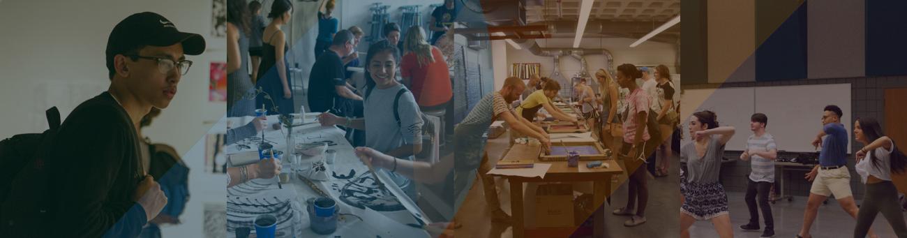 Students participating in art experiences