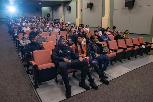Students in the Athena Cinema main theater