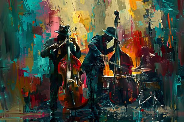 Colorful illustration of jazz musicians