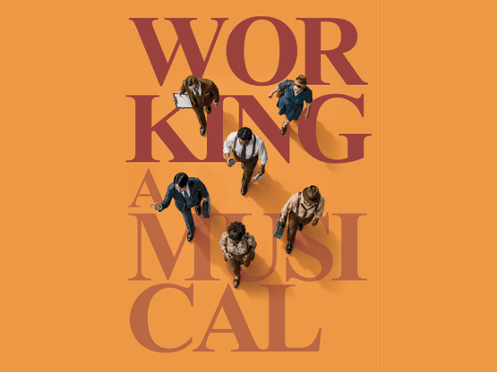Aerial view of people walking on show title text