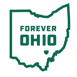 Forever OHIO text inside a shape of the state of Ohio