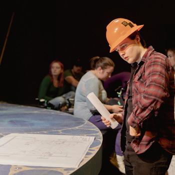 Ohio University students working on Hair set 