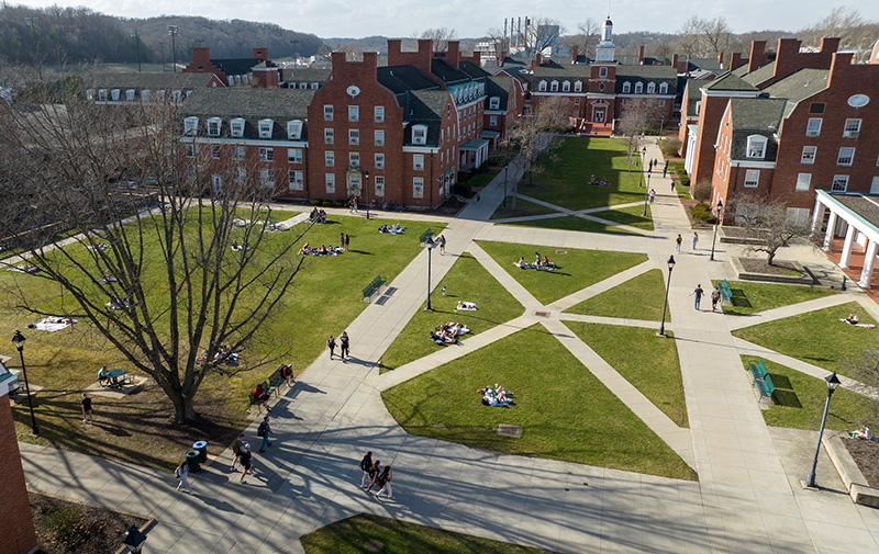 An aerial view of residence halls on Ohio University's campus