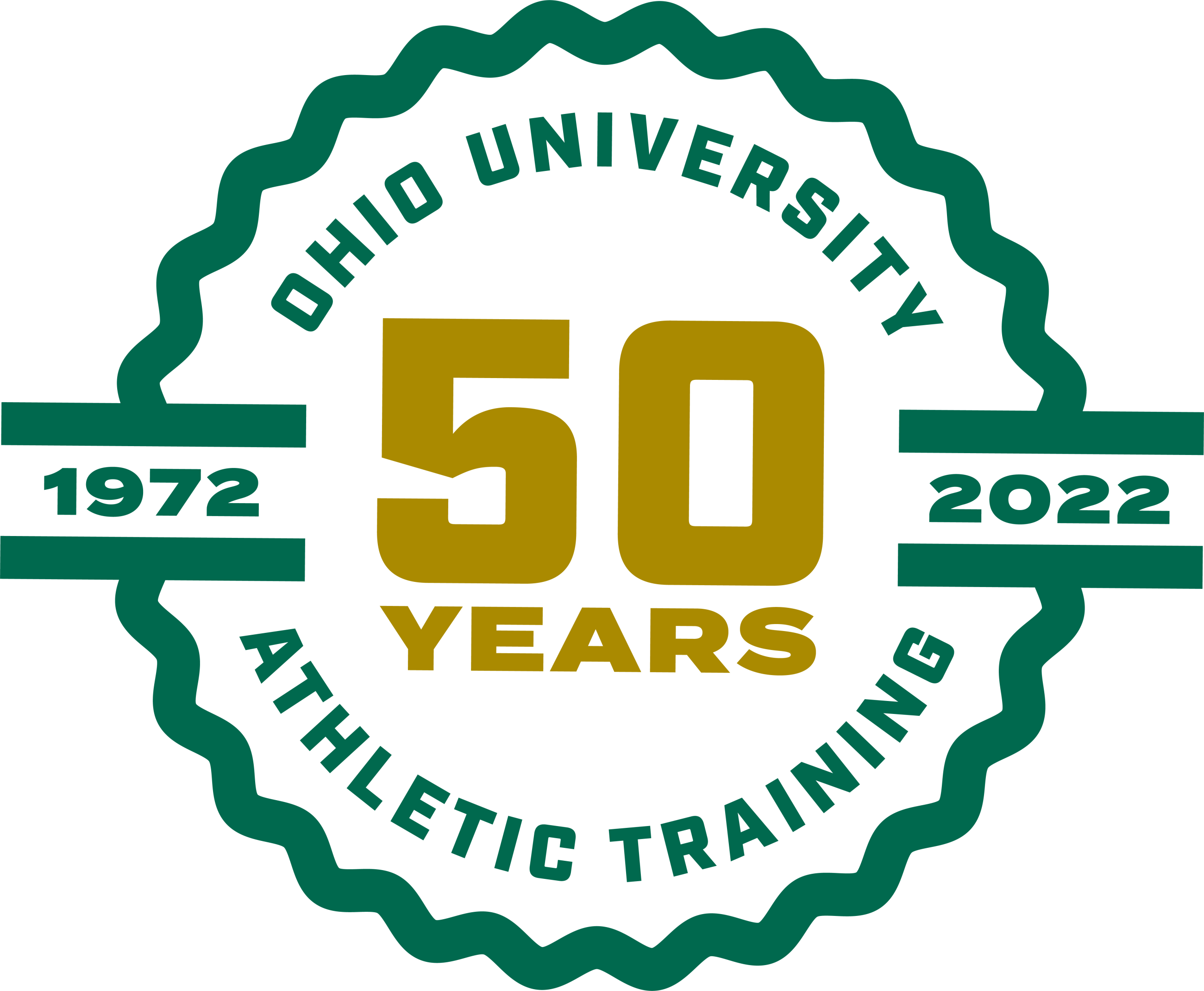 Ohio University 50 years of Athletic Training badge