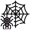 Graphic of spider web with spider on side
