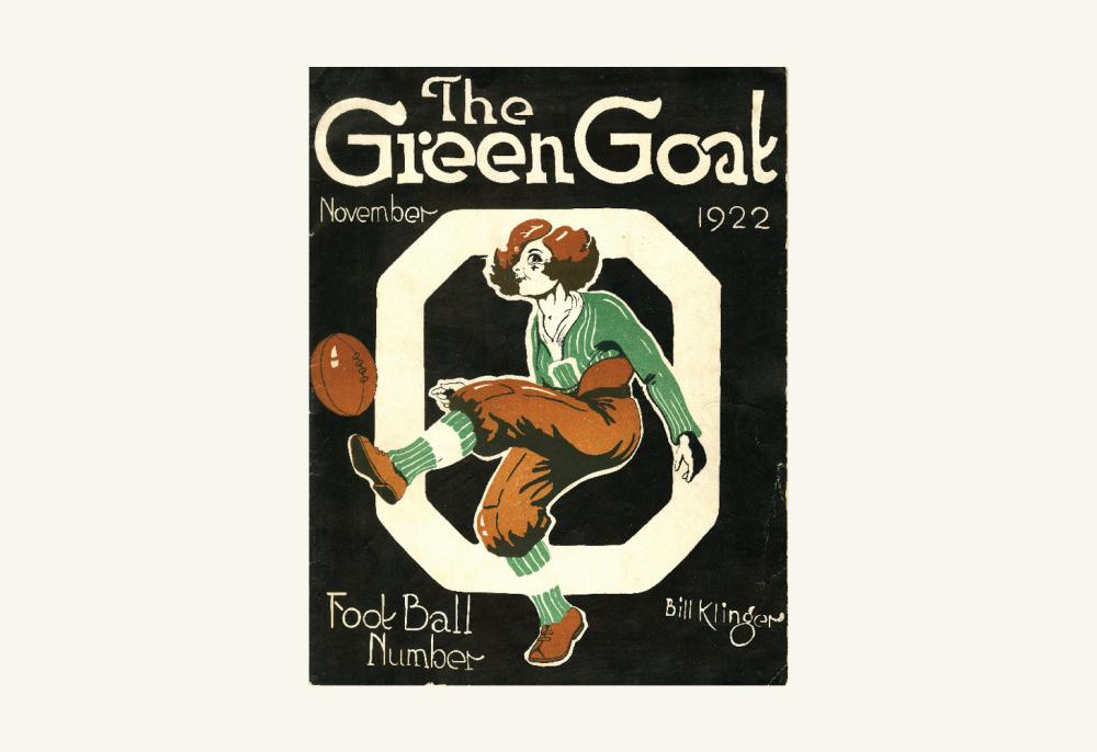 Cover for the November 22 issue of The Green Goat titled Football Number, made by Bill Klinger