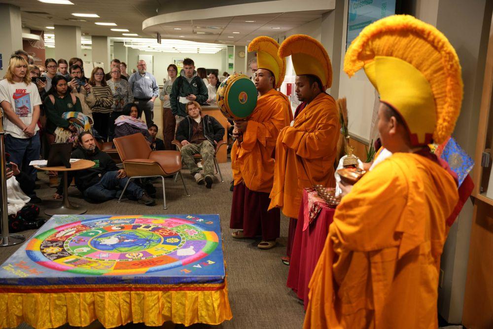 Tashi Kyil Monks performs at Destruction Ceremony in Alden Library 2025