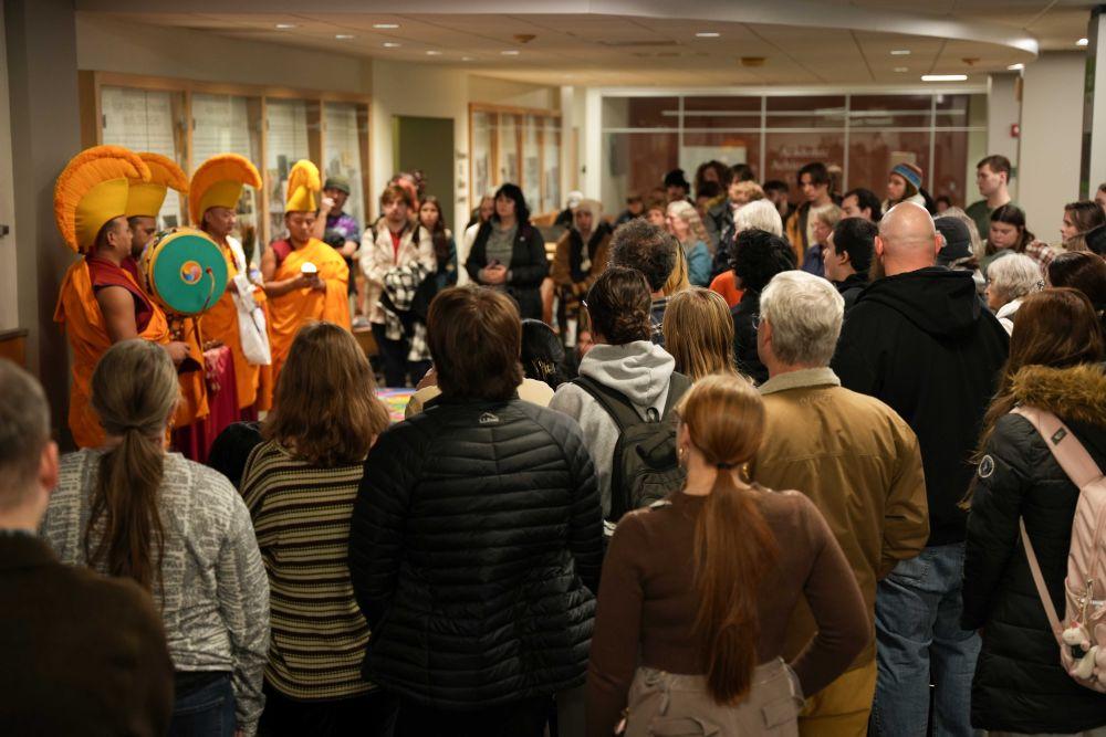 Tashi Kyil Monks Destruction Ceremony of the sand mandala in Alden Library 2025