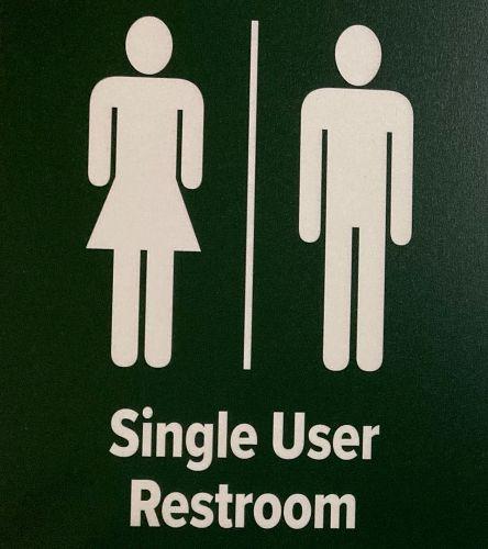New signage for Single-User Restrooms at Alden Library