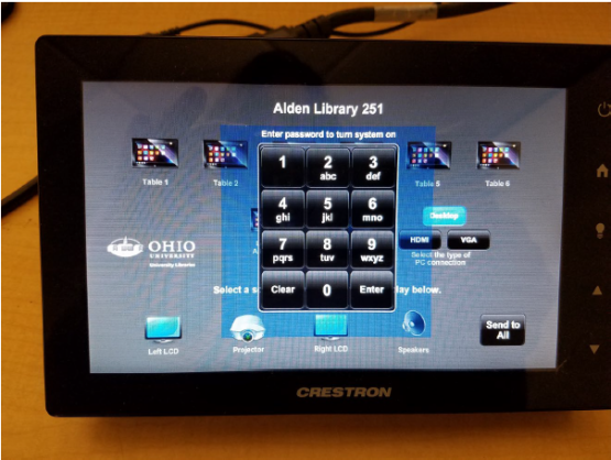 Image of keypad on Crestron display